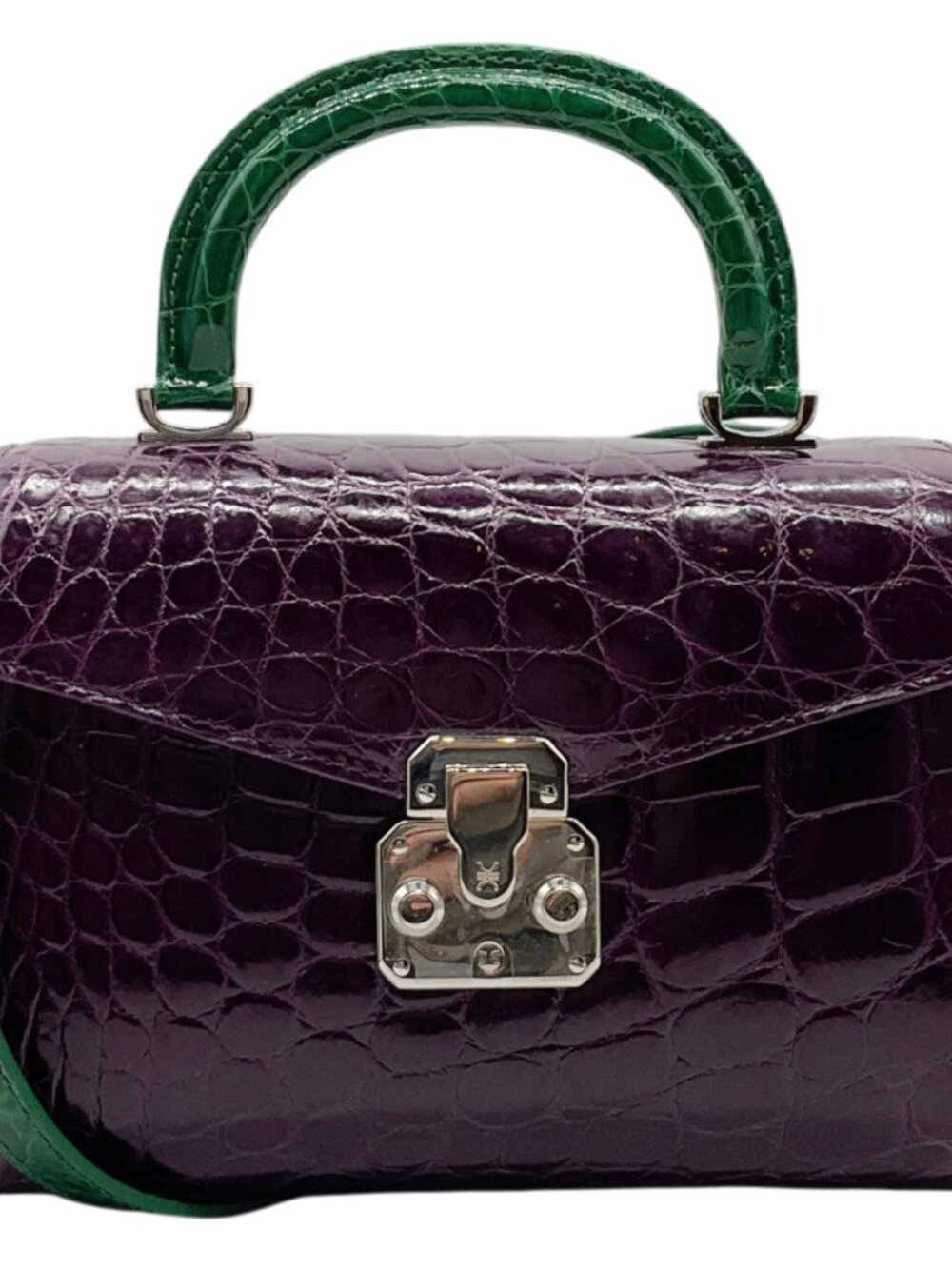 Kwanpen Purple / Green Croc Shoulder Bag